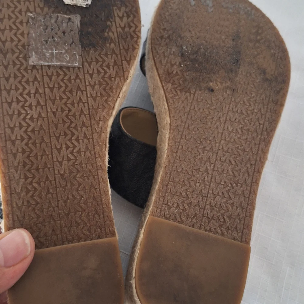 Michael Kors Black MK Logo Espadrille Slide Sandals with Gold Accents - Picture 5 of 5